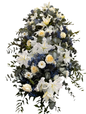 Luxury Blue & White coffin Spray