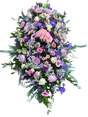 Purple & White Seasonal Coffin Spray