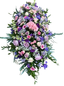 Purple & White Seasonal Coffin Spray