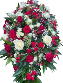 Red & White Luxury Rose Coffin Spray