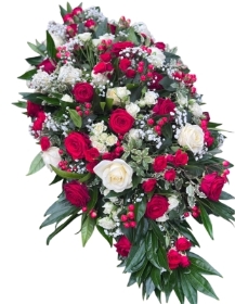 Red & White Luxury Rose Coffin Spray